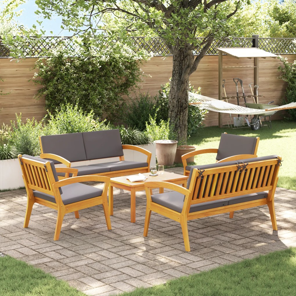vidaXL Σετ μπιστρό 5 pcs Καφέ 75 x 45 x 38 εκ. Μασίφ ξύλο ακακίας