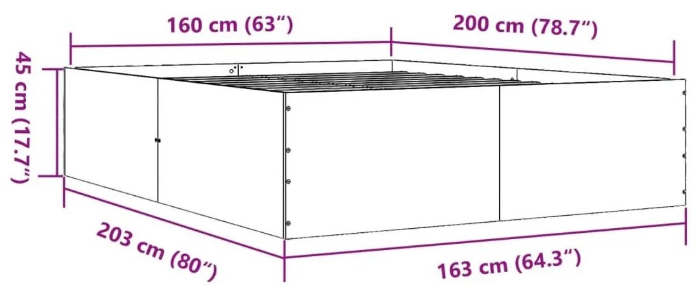 Πλαίσιο Κρεβατιού Γκρι Sonoma 160x200 εκ. Επεξεργασμένο Ξύλο - Γκρι