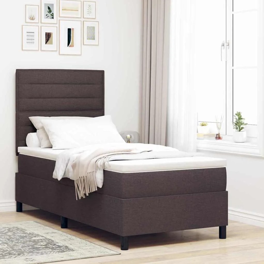 vidaXL Κρεβάτι με Στρώμα Καφέ 80x200 cm Ύφασμα