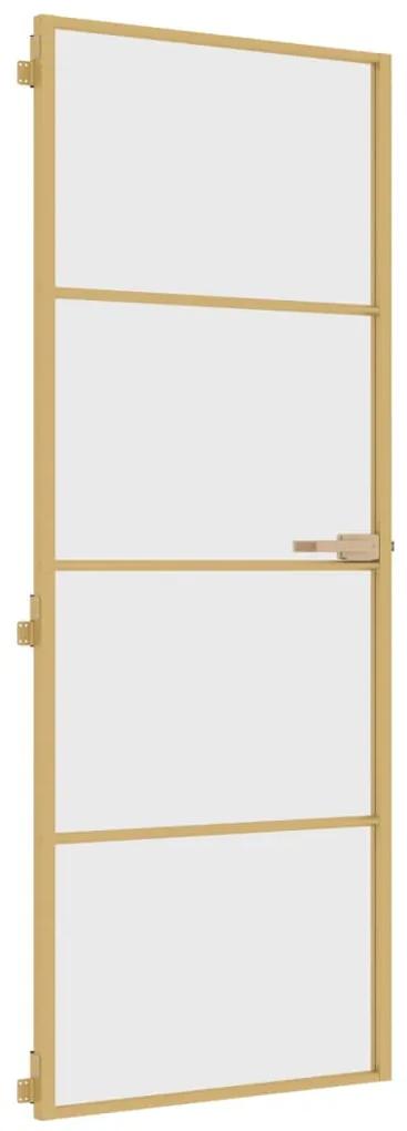 vidaXL Εσωτερική Πόρτα Χρυσή 76 x 201,5 εκ. Ψημένο Γυαλί & Αλουμίνιο
