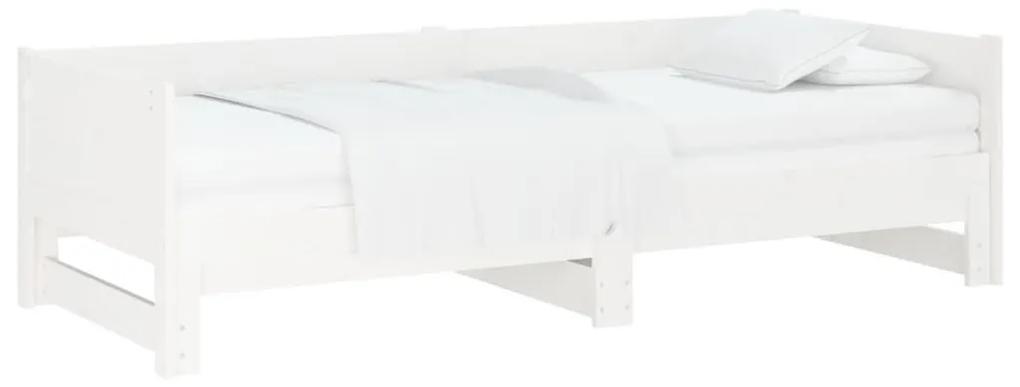Καναπές Κρεβάτι Συρόμενος Λευκός 2x(90x200) εκ. από Μασίφ Πεύκο - Λευκό