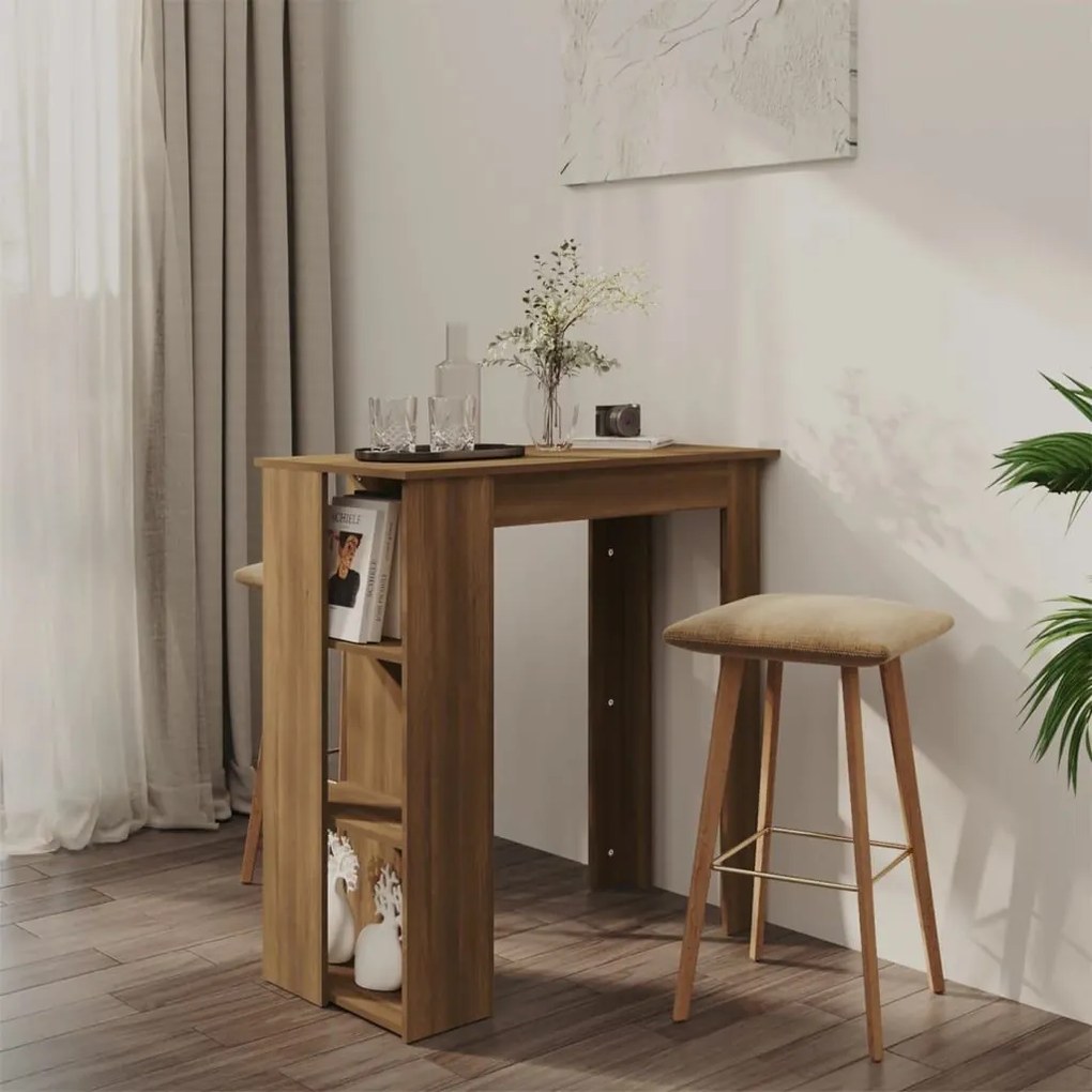 Τραπέζι Κονσόλα με Ράφι Καφέ Δρυς 102x50x103,5εκ. Επεξεργ. Ξύλο 812965