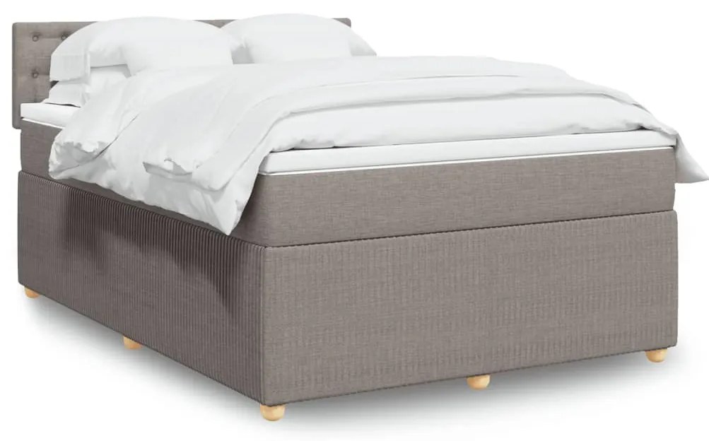 Κρεβάτι Boxspring με Στρώμα Taupe 140x190 εκ. Υφασμάτινο - Μπεζ-Γκρι