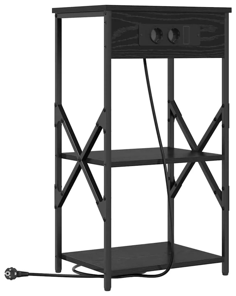 vidaXL Κομοδίνο με ράφι Μαύρη Οξυά 41 x 31 x 76 εκ. Επεξεργασμένο ξύλο