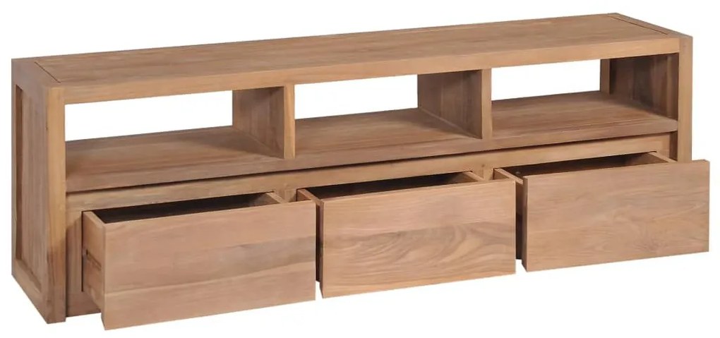 Έπιπλο Τηλεόρασης 120x30x40 εκ Μασίφ Ξύλο Teak/Φυσικό Φινίρισμα - Καφέ