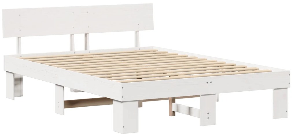 vidaXL Σκελετός Κρεβατιού Λευκό 150 x 200 cm Συμπαγές ξύλο πεύκου