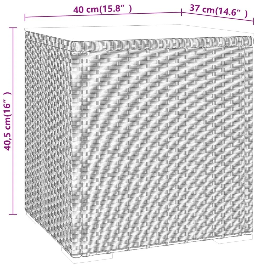 vidaXL Βοηθητικό Τραπεζάκι Μαύρο 40x37x40,5εκ Συνθ Ρατάν/ Ψημένο Γυαλί