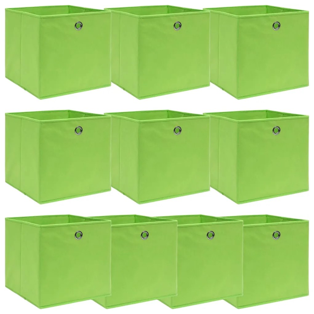 vidaXL Κουτιά Αποθήκευσης 10 τεμ. Πράσινα 32 x 32 x 32 εκ. Υφασμάτινα
