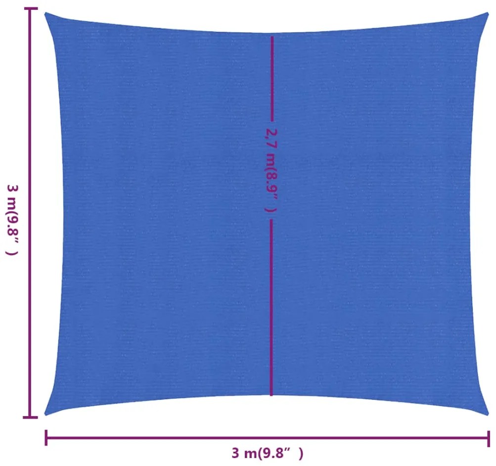 Πανί Σκίασης Τετράγωνο Μπλε 3 x 3 μ. 160 γρ./μ² από HDPE - Μπλε