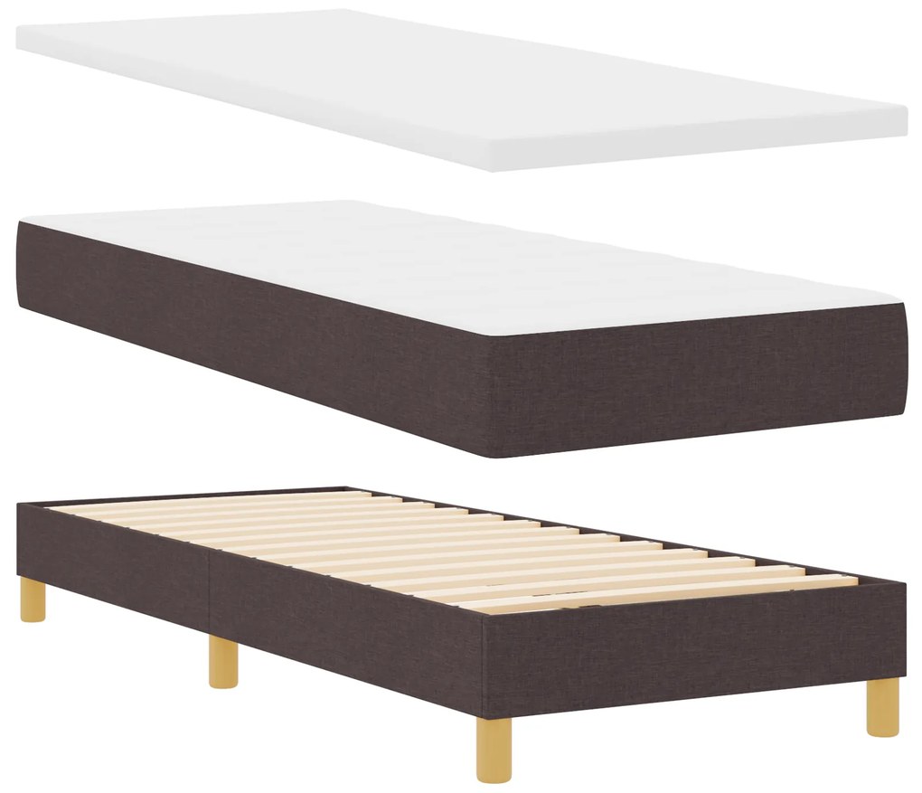vidaXL Κρεβάτι Box Spring με Στρώμα - Σκούρο Καφέ, 80x200 εκ., Ύφασμα