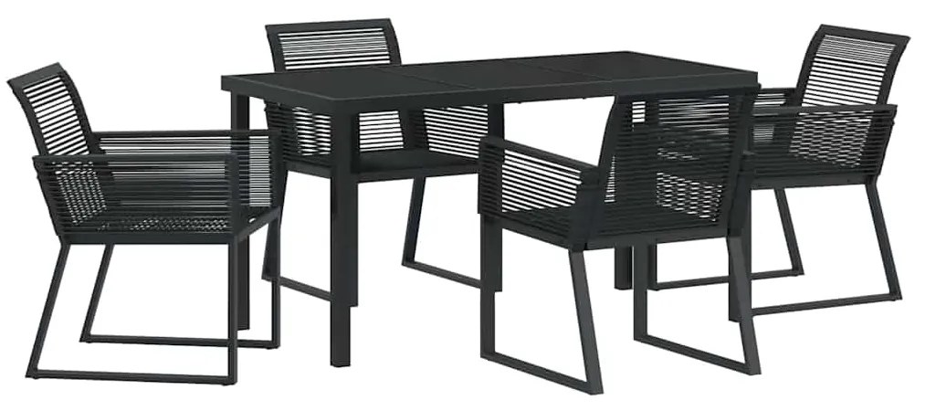 vidaXL Σέτ φαγητού για κήπο 5 pcs Μαύρο Πολυ ράταν