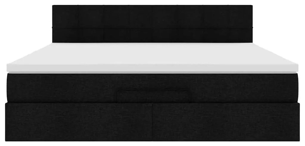 vidaXL Οθωμανικό κρεβάτι με στρώμα Μαύρο 180x200cm Ύφασμα