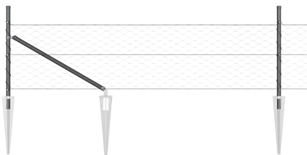 vidaXL Φράχτης Εξάγωνος Γκρι 0,4x10 m Ατσάλι