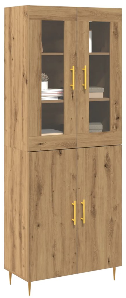 vidaXL Υψηλό Ντουλάπι Μασίφ Δρυς 69.5x34x180 εκ Επεξεργασμένο Ξύλο