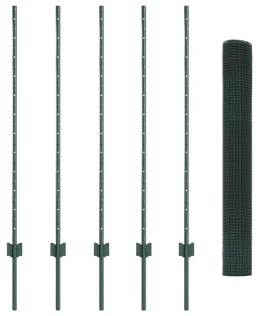 vidaXL Τεντώτο με στήριγμα Πράσινο 1,2 x 10 m Χάλυβας και PVC