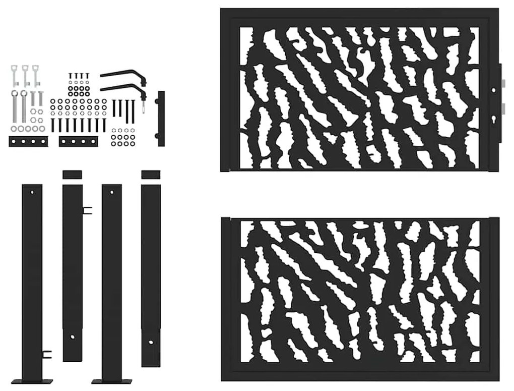 vidaXL Πύλη κήπου Μαύρη 105x106 cm Ατσάλινο ίχνος σχεδιασμού