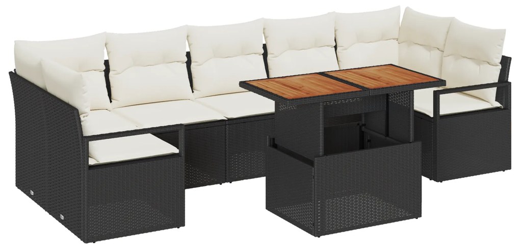 vidaXL Σετ Σαλονιού Κήπου με μαξιλάρι 8 pcs Μαύρο και Κρέμα Μεγάλο