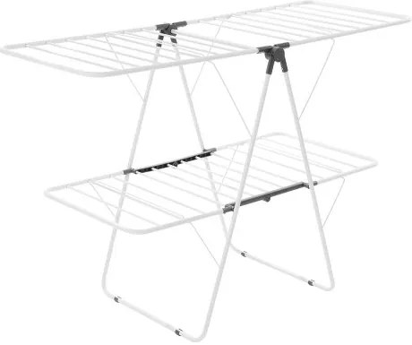 VEVOR 2-Tier Foldable Clothes Drying Rack with Sock Clips &amp; 31 Drying Rods White