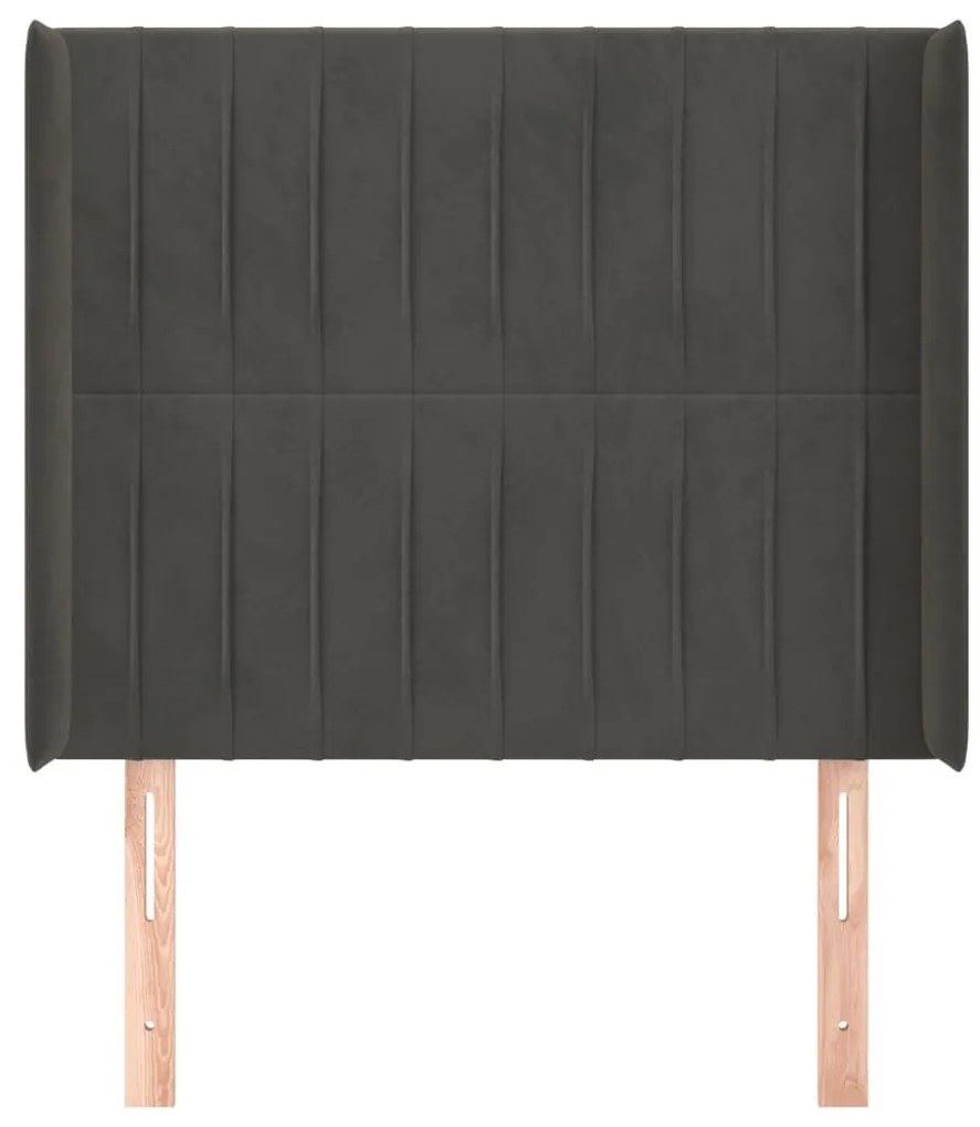 Κεφαλάρι με Πτερύγια Σκούρο Γκρι 93x16x118/128εκ.Βελούδινο - Γκρι