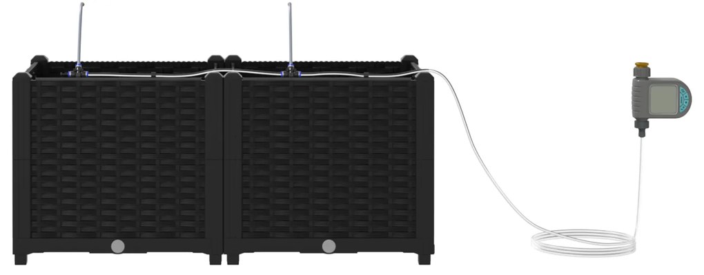 vidaXL Γλάστρες Κήπου 1 τεμ Μαύρο 80 x 40 x 37.5 cm Πλαστικό