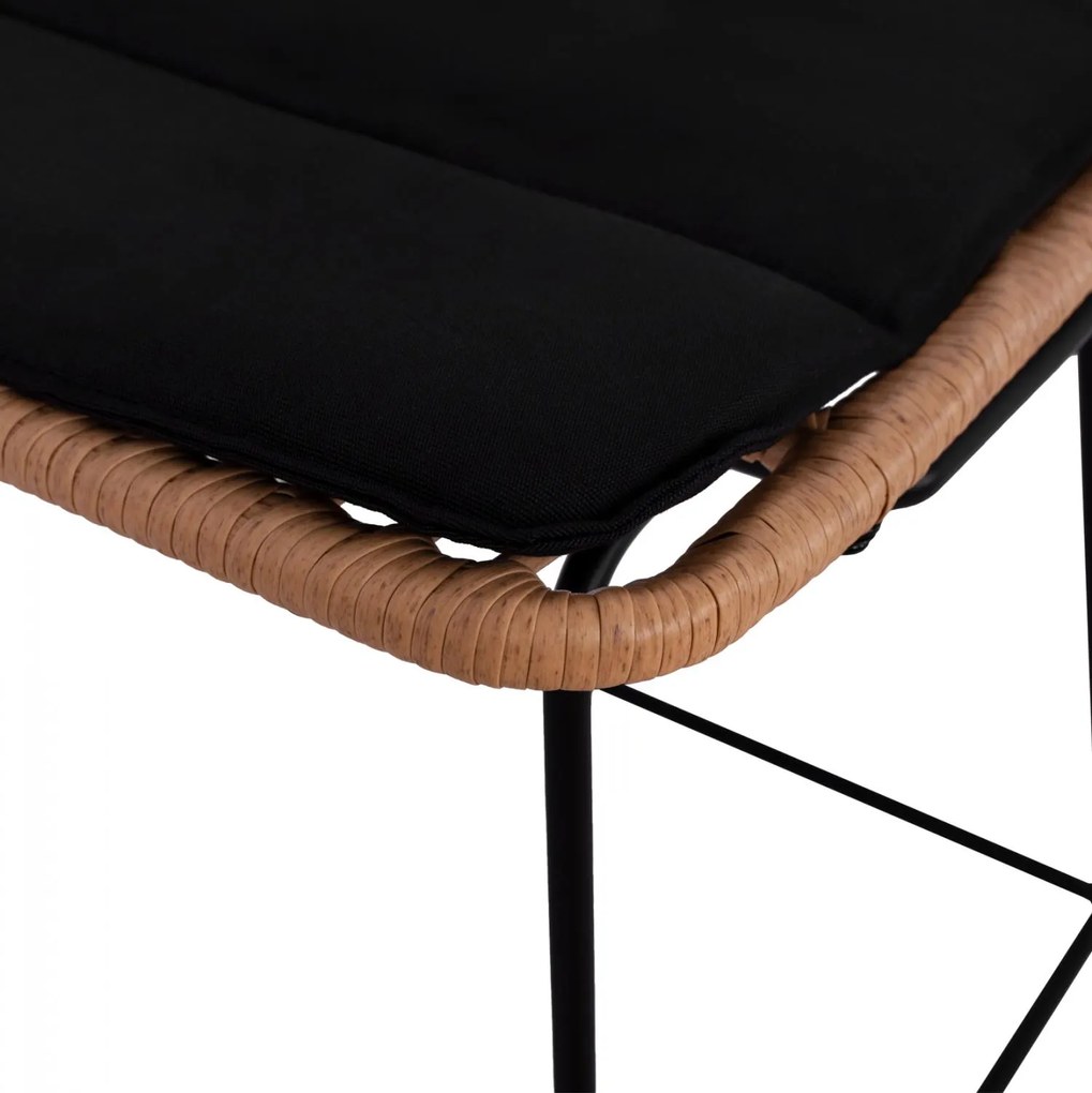 Σκαμπό Μπαρ ALLEGRA C5455 Μεταλλικό με Μπέζ Wicker &amp; Μαξιλάρι 46,5x55x117,5Υ εκ. 46.5x55x117.5 εκ.