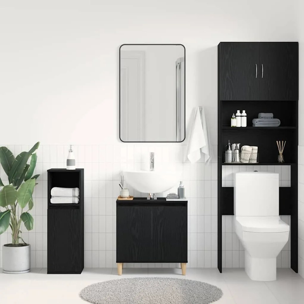 vidaXL Ντουλάπι νιπτήρα Μαύρη δρυς 58 x 33 x 60 εκ. Επεξεργασμένο ξύλο