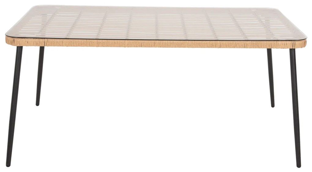 ΤΡΑΠΕΖΙ ΟΡΘΟΓΩΝΙΟ ALLEGRA HM5538.11 ΜΕΤΑΛ.ΜΑΥΡΟ-P.E. RATTAN ΦΥΣΙΚΟ 159,5x89,5x72Υεκ.