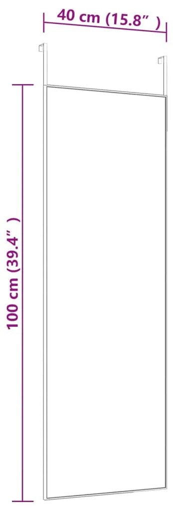 vidaXL Καθρέπτης Πόρτας Μαύρος 40 x 100 εκ. από Γυαλί και Αλουμίνιο