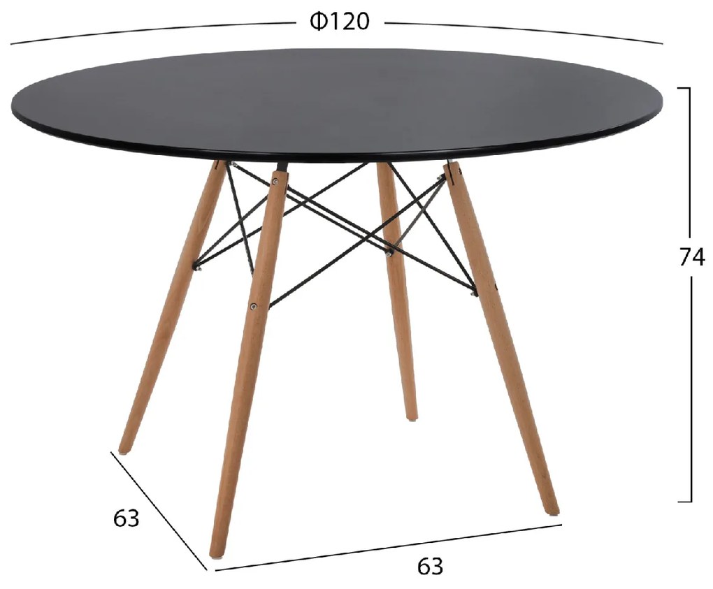 ΤΡΑΠΕΖΙ MINIMAL ΣΤΡΟΓΓΥΛΟ HM8454.02 MDF ΣΕ ΜΑΥΡΟ-ΠΟΔΙΑ ΟΞΙΑΣ ΣΕ ΦΥΣΙΚΟ Φ120Χ74Υεκ.