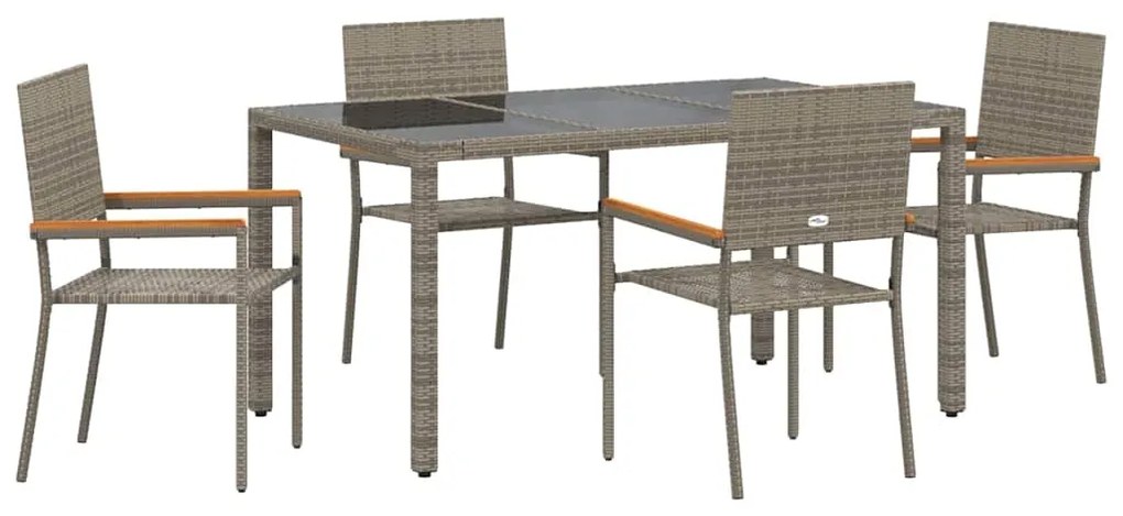 vidaXL Σέτ φαγητού για κήπο 5 pcs Γκρι 150 x 90 x 75 cm
