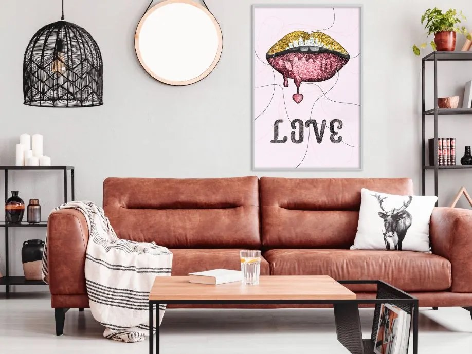 Αφίσα - Lip Gloss and Love - 20x30 - Χρυσό - Χωρίς πασπαρτού