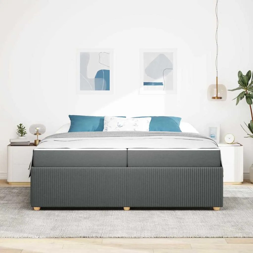 vidaXL Σκελετός Κρεβατιού Άλλο Σκούρο γκρι 200 x 200 cm ύφασμα