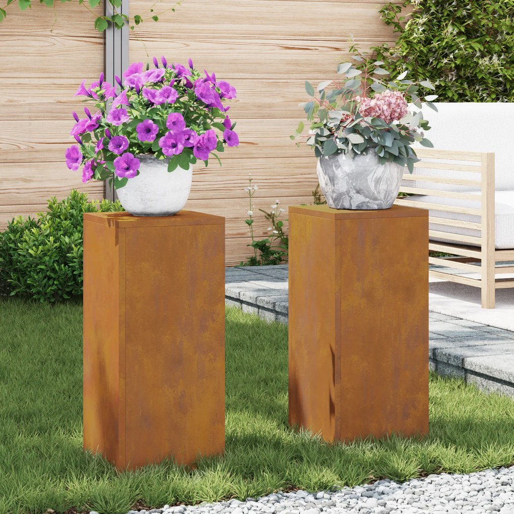 vidaXL Στήριξη φυτών 2 pcs Σκ rusty 24 x 24 x 55 εκ.