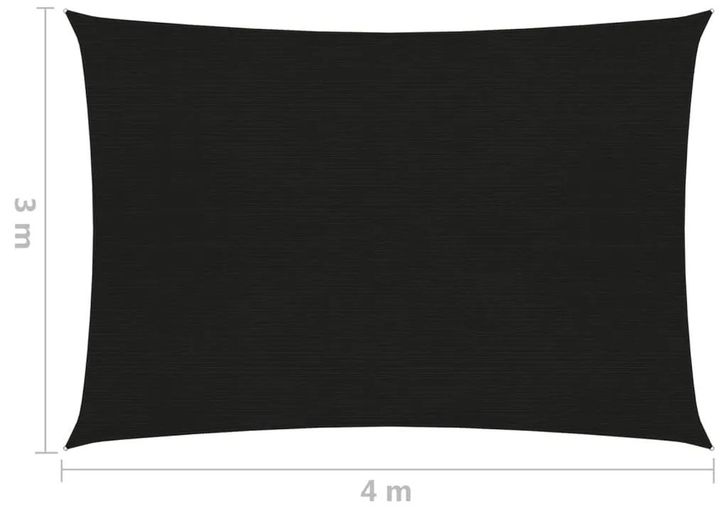 vidaXL Πανί Σκίασης Μαύρο 3 x 4 μ. από HDPE 160 γρ./μ²