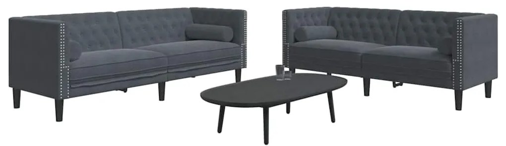 vidaXL Σετ Καναπέ 2 pcs Σκούρο γκρι Βελούδο