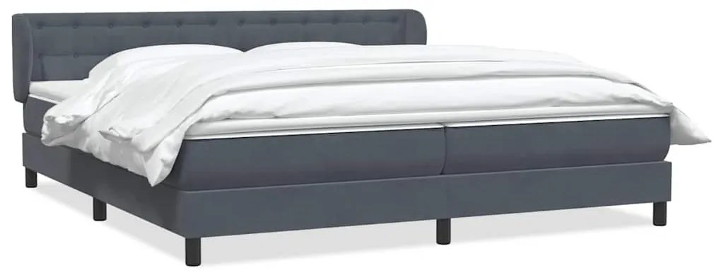 vidaXL Box Spring Κρεβάτι με στρώματα Σκούρο γκρι 200x220 cm Βελούδινο