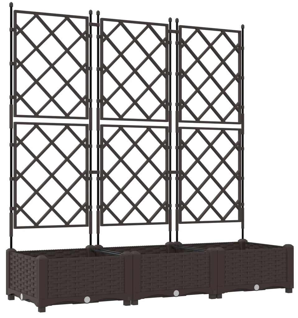 vidaXL gataXL Γλάστρα Κήπου με Πλέγμα 3 τμχ Καφέ 120x40x125.5 εκ.