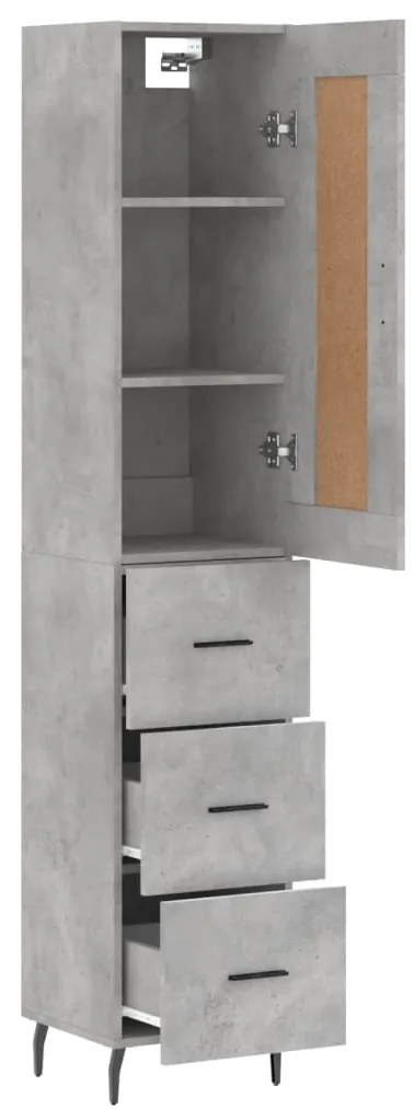 vidaXL Ντουλάπι Γκρι Σκυροδέματος 34,5x34x180 εκ. Επεξεργασμένο Ξύλο