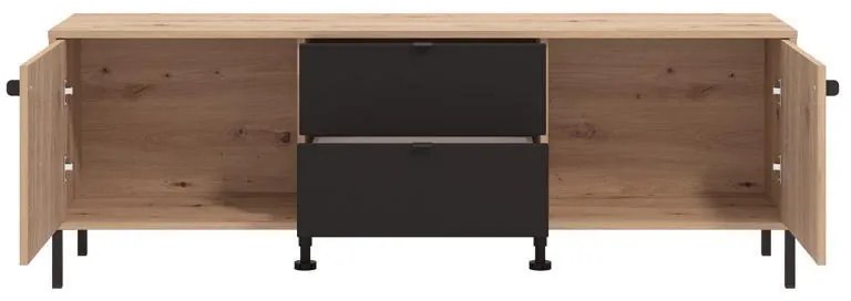 Έπιπλο τηλεόρασης Mayenne 157 3K2F2V Artisan Oak - Μαύρο Ματ 157x40x55 εκ. 157x40x55 εκ.