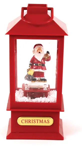 "PLASTIC SNOWY MUSIC SANTA LANTERN", 2 MINI LED ΛΑΜΠΑΚ. WW, ΜΠΑΤ. (3ΑA),IP20, 10Χ10Χ20CM ACA X0721106B