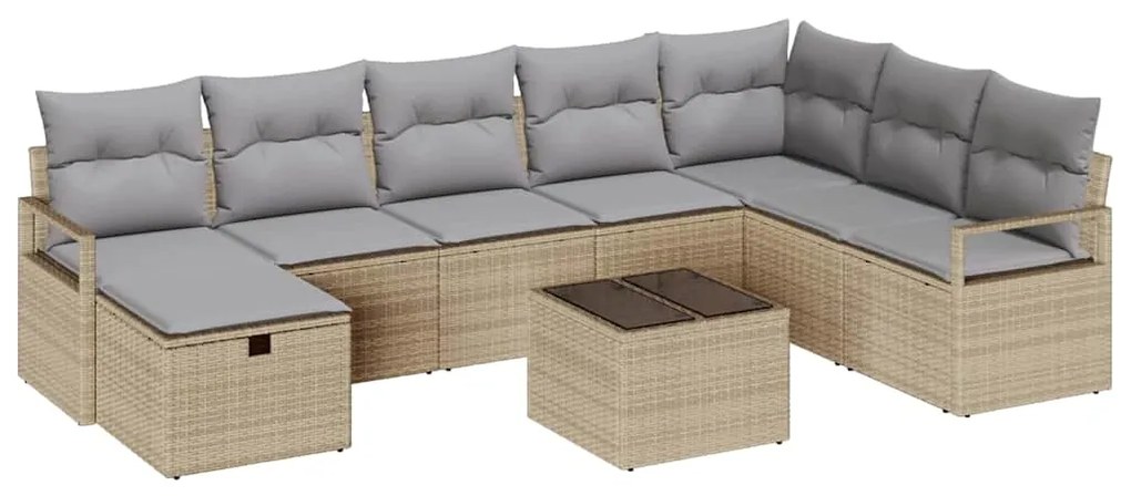vidaXL Σετ Καναπέ Κήπου 8 pcs Μπεζ Πολυ ράταν