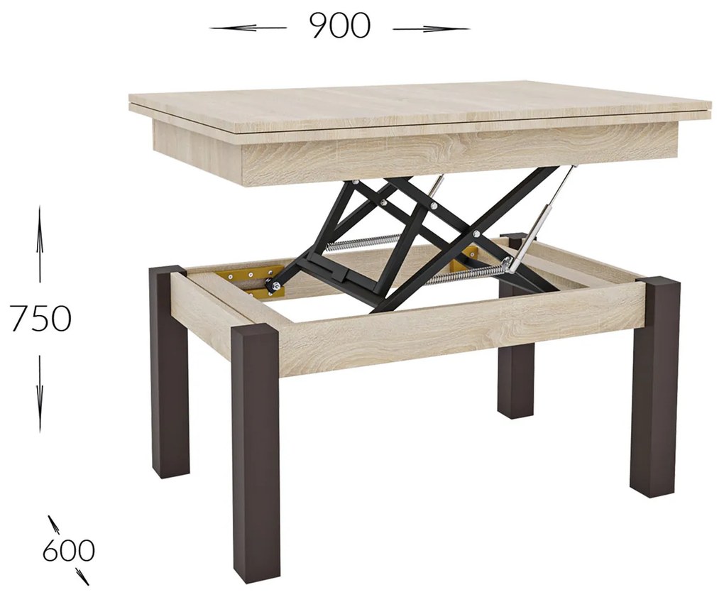 Τραπέζι Σαλονιού Transformer Σονόμα 90x60x50cm