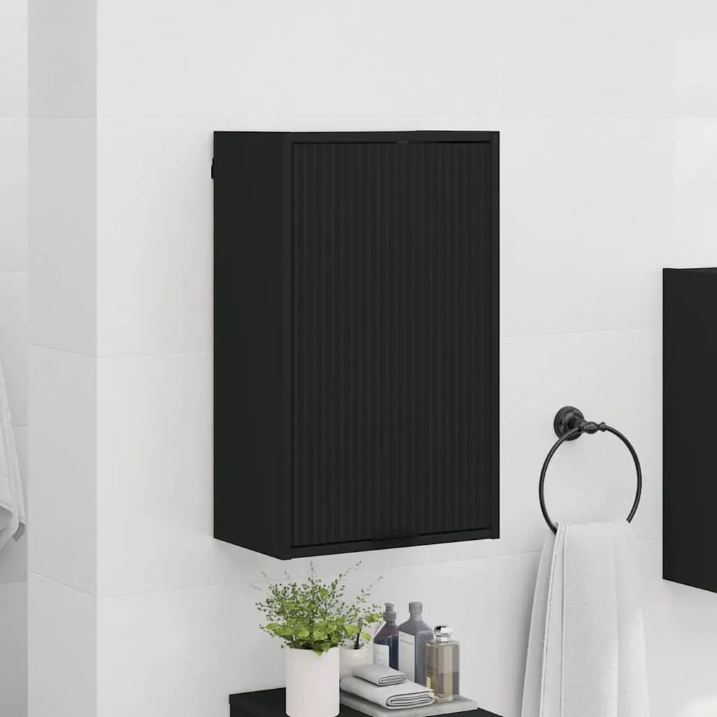 vidaXL Ντουλάπι Μπάνιου Μαύρο 39 x 23.5 x 65 εκ. Επεξεργασμένο ξύλο