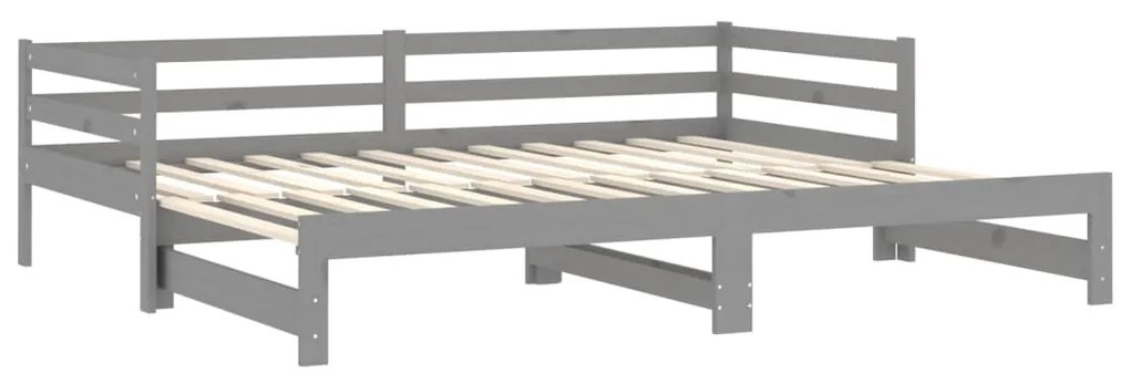 vidaXL Καναπές Κρεβάτι Συρόμενος Γκρι 2x(90x200) εκ. Μασίφ Ξύλο Πεύκου