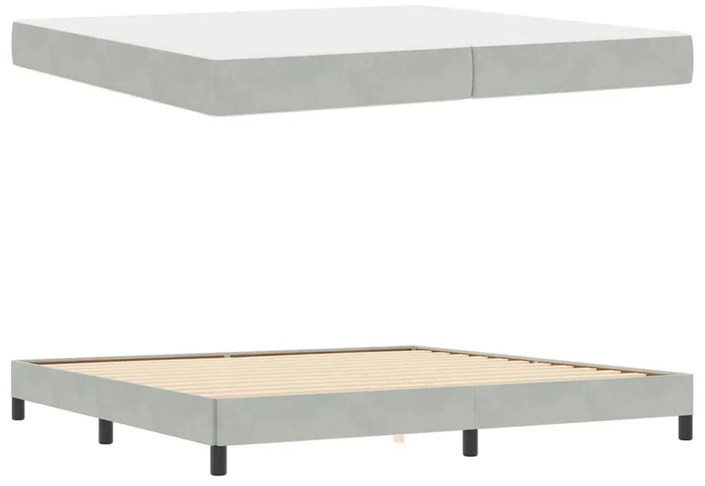 vidaXL Κρεβάτι box spring με στρώμα Ανοιχτό γκρι 200 x 200 cm Βελούδο