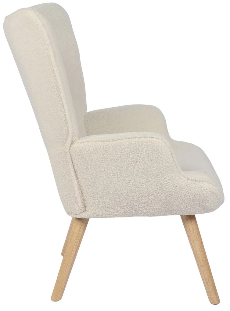 Πολυθρόνα ArteLibre MARION Λευκό Ύφασμα Μπουκλέ/Ξύλο 73x69x96cm