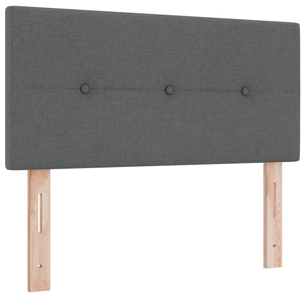 vidaXL Κρεβάτι Box Spring με Στρώμα Σκούρο Γκρι 90x200 εκ Ύφασμα