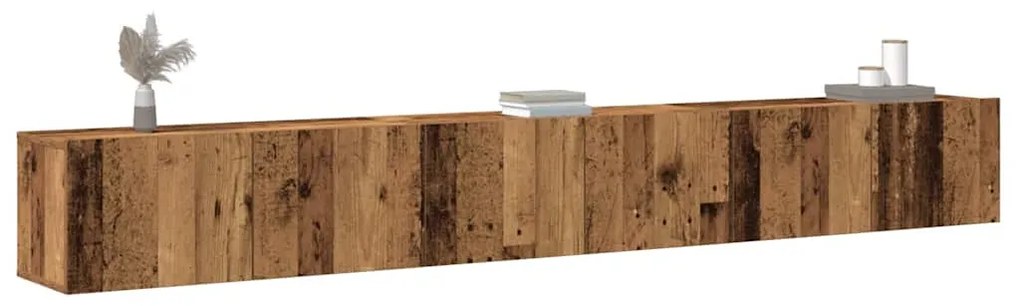 3 τεμαχίων σετ ντουλαπιών τηλεόρασης με επίτοιχο παλιό ξύλο