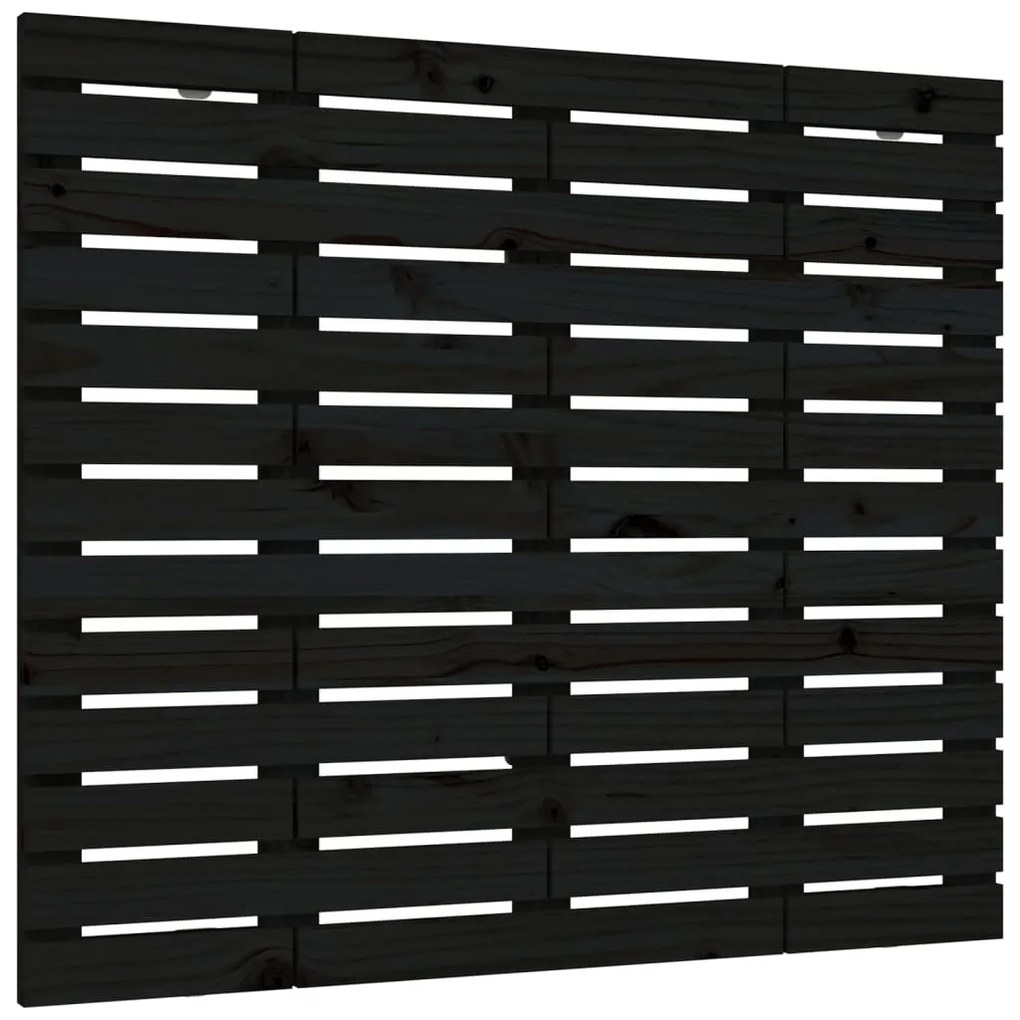 vidaXL Κεφαλάρι Τοίχου Μαύρο 141x3x91,5 εκ. από Μασίφ Ξύλο Πεύκου
