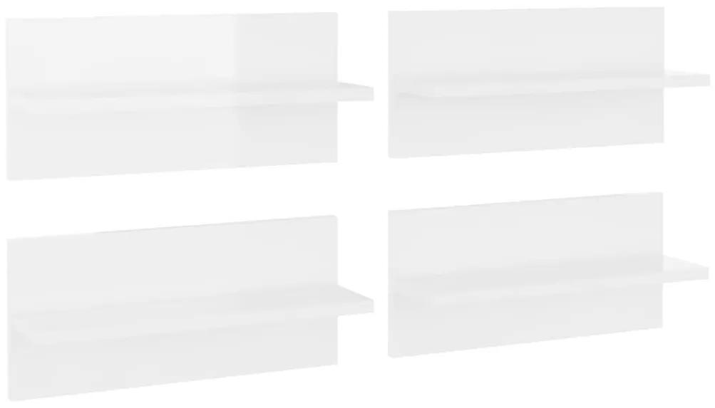 Ραφιέρες Τοίχου 4 τεμ. Γυαλιστερό Λευκό 40 x 11,5 x 18 εκ. - Λευκό